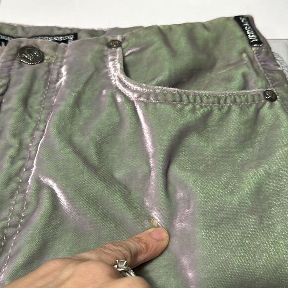 Vintage Y2K Versace Crushed Iridescent Green Velvet Track Suit Small - Picture 15 of 15